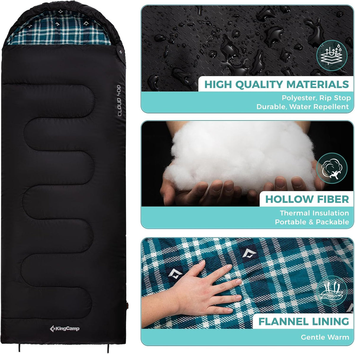 KingCamp Sleeping Bag for Adults, 100% Flannel XL Big and Tall