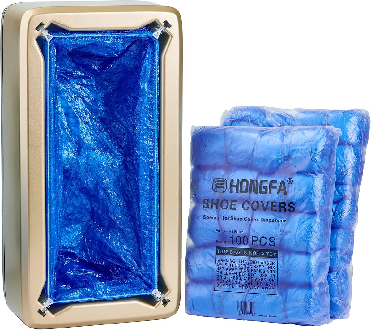 Disposable Shoe Cover Refills for Automatic Dispenser Machine - Waterproof, Non-Slip T-Buckle Plastic Booties for Indoors, Home, Construction and Carpet Protection 100 Pcs