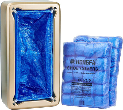 Disposable Shoe Cover Refills for Automatic Dispenser Machine - Waterproof, Non-Slip T-Buckle Plastic Booties for Indoors, Home, Construction and Carpet Protection 100 Pcs