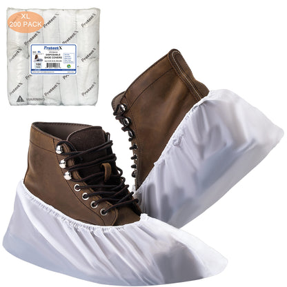 ProtectX Disposable Shoe & Boot Covers, XL Extra Large, 100-pack (50 pairs), Waterproof, Slip Resistant, Durable CPE plastic, Fits up to Men’s 14 US Size and All Women’s US Size Shoes