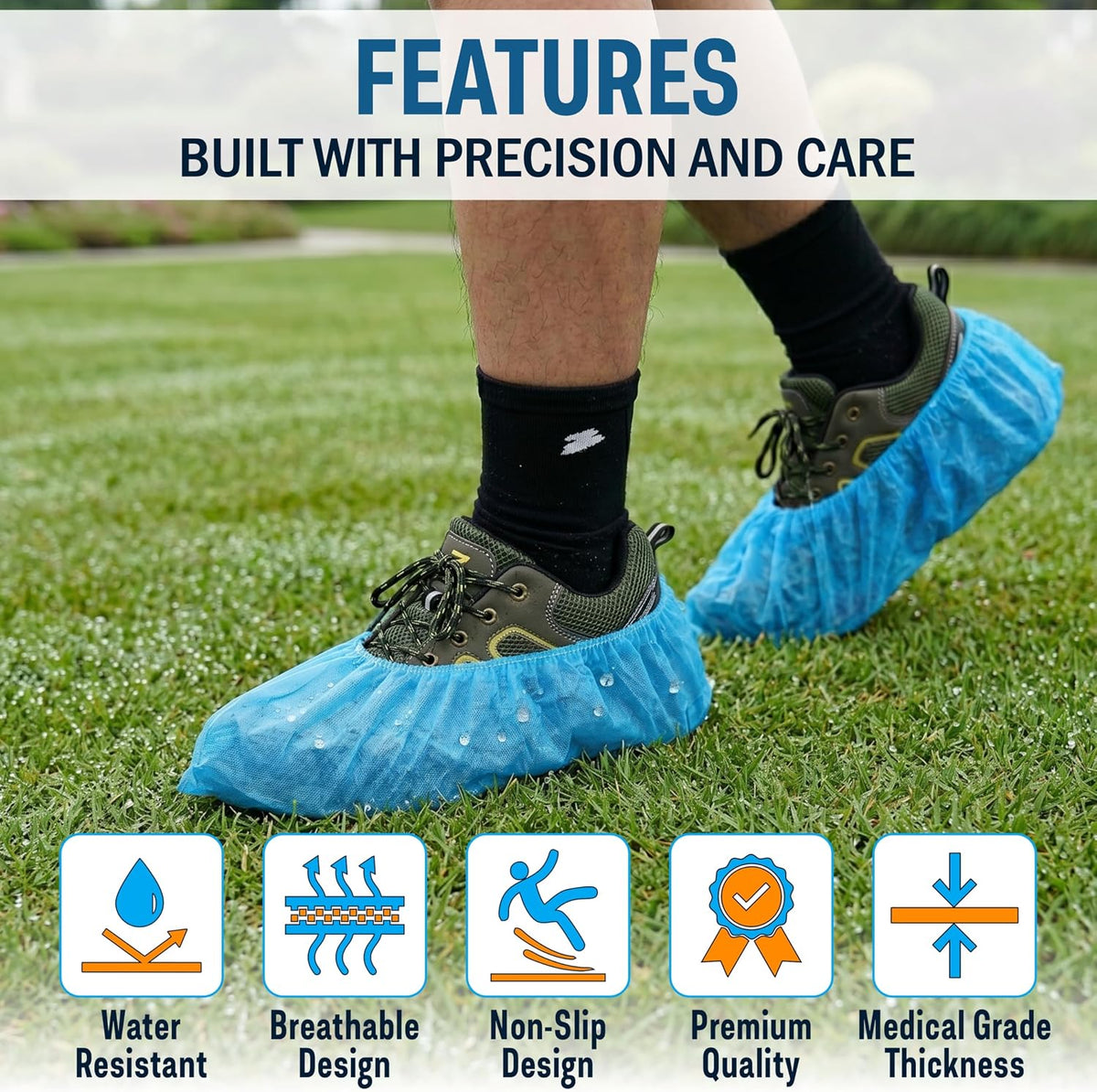 Shoe Covers Disposable 100 Pack (50 Pairs), Men 11/Women 13 Non Slip Bootie