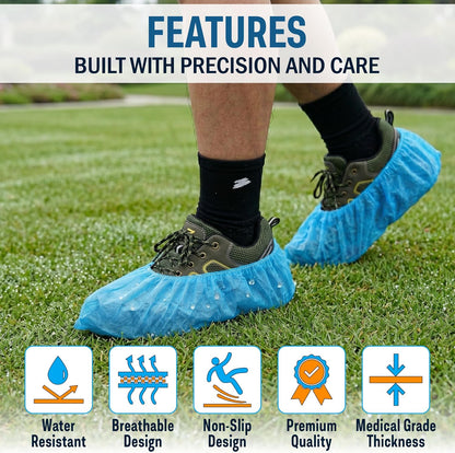 Disposable Shoe Covers Non Slip - 200 Pack (100 Pairs) Bulk Breathable