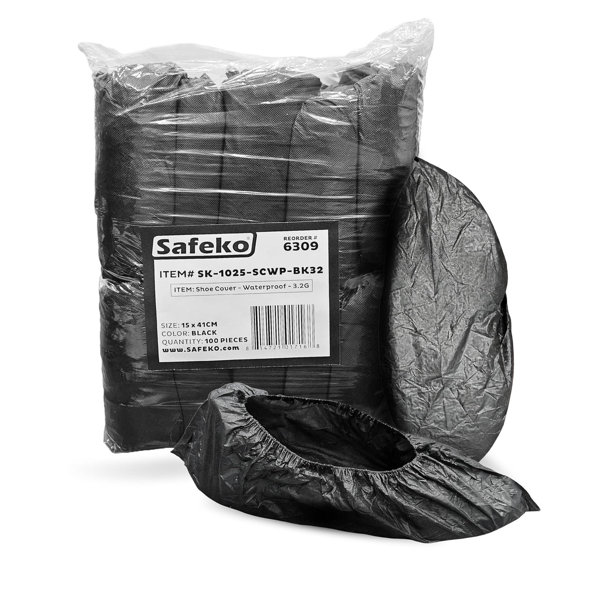Premium Disposable Boot & Shoe Covers Booties, Durable, Non-Slip, Non-Toxic, Recyclable Protectors, Fits Most Shoes - Black - Pack of 100 (50 Pairs)
